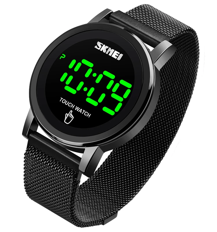 skmei 1668 luxury brand men watch fashion binary led watch stainless steel back water resistant digital watch