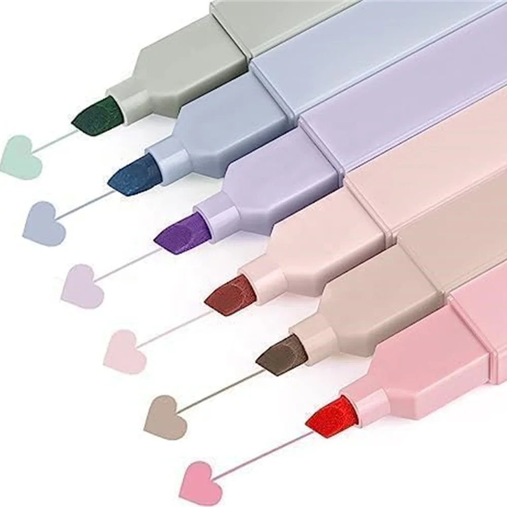 6 Pcs Fluorescent Marker Pen papeleria Set With Morandi Design highlighter pen marker cute stationary