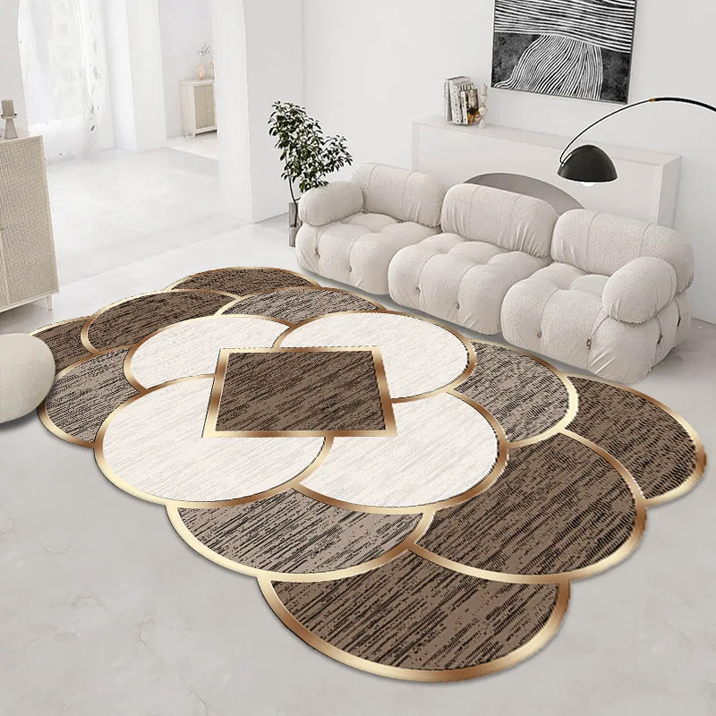 Sunny Textile Nordic Style Mats For Living Room Golden Diamond Velvet Geometric Marble Pattern Living Room Mat