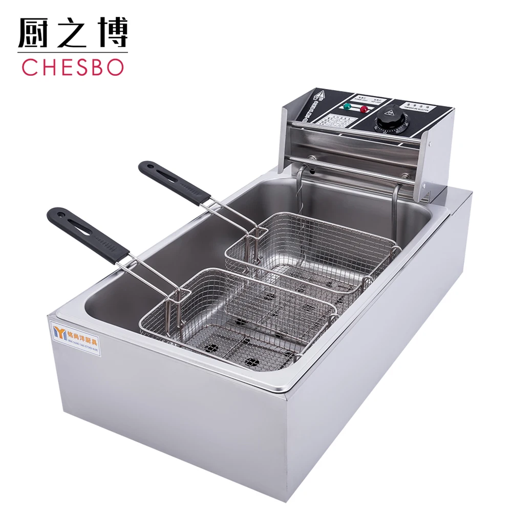 22Liter 3000W Commercial Electric Deep Fryer Countertop Fryer Stainless Steel French Fries Fryer Machine Restaurant 1 Tank Dual