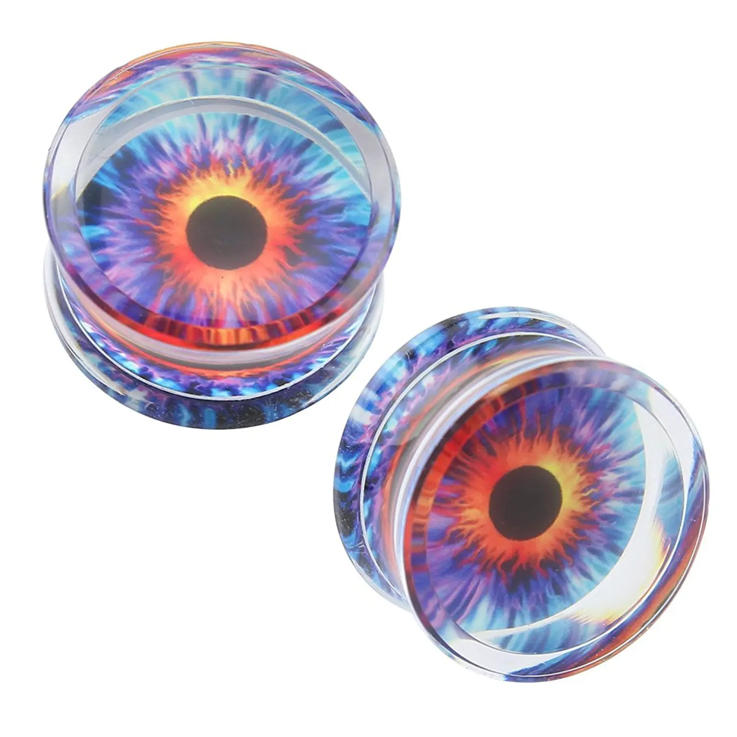 Zesen Punk Body Piercing Jewelry Purple Eyeball Ear Gauges Expander Tunnel Plugs Clear Acrylic Ear Extensions Stretcher