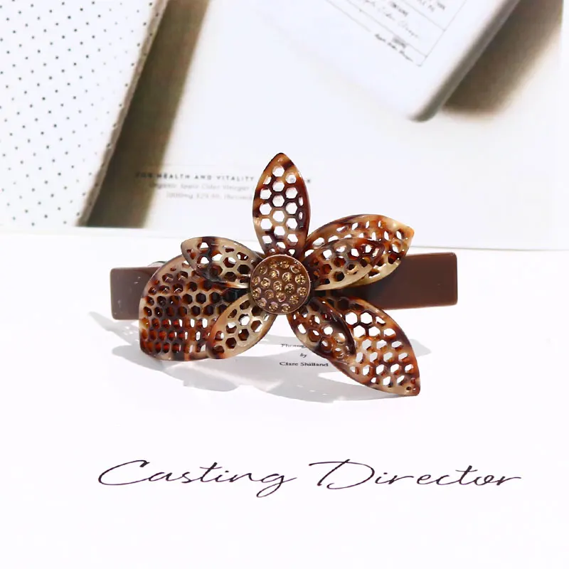 Французская заколка-Пряжка, бутик, Цветочные Зажимы, подарки для девочек, металлическая заколка из целлюлозы и ацетата, заколки для волос для женщин