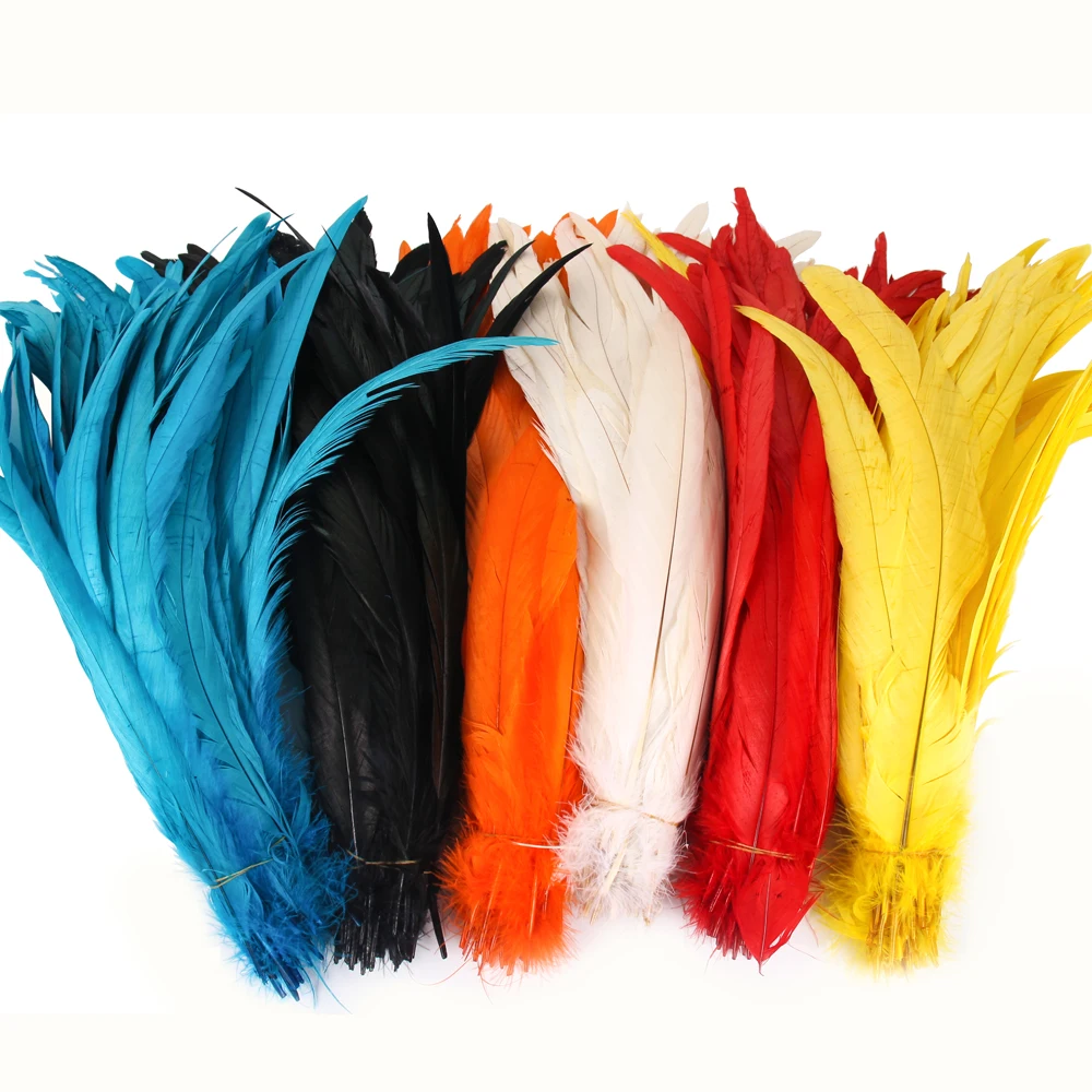 Wholesale 30-35 cm cheap Bleached dyed colors Rooster cock Tail Feathers for carnival costume decoration