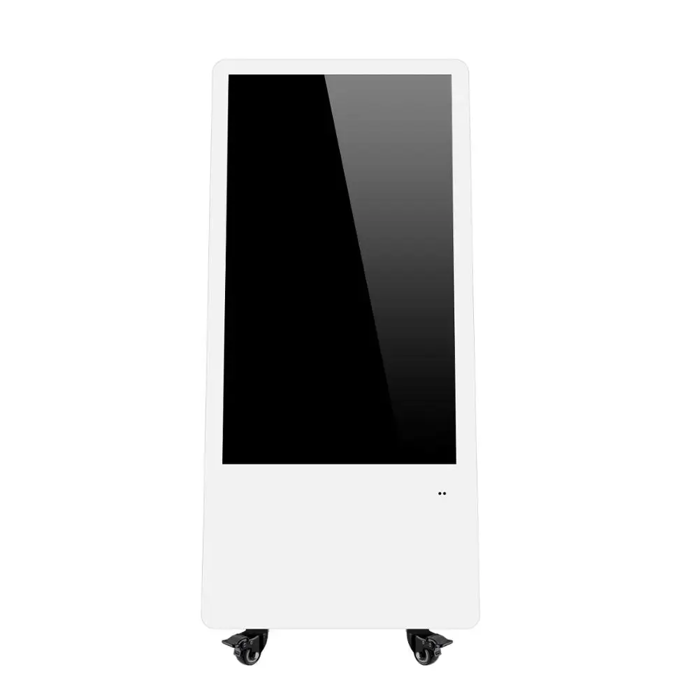 
Movable LCD advertising players digital signage and displays touch screen totem with universal wheels 