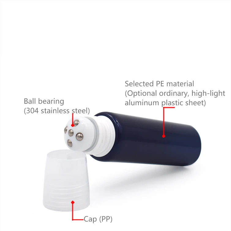 30mm Tapered Roller Ball Soft Tube 30-80ml for Massage Soothing Cream with Five Steel Balls Cap