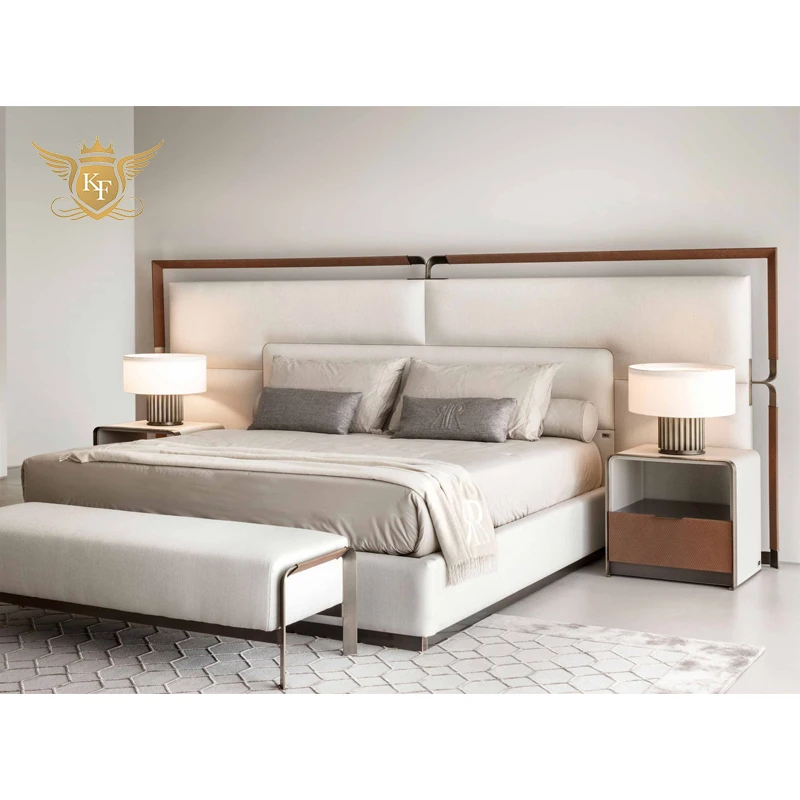 Leather Double King Size Solid Wood Modern Bed Frame Design Bedroom Furniture