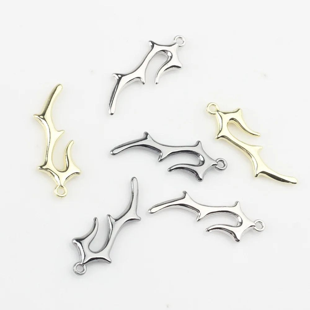 Newest Design Geometrically Irregular Antler Twig Pendant Zine Alloy Jewelry DIY Earrings Accessories