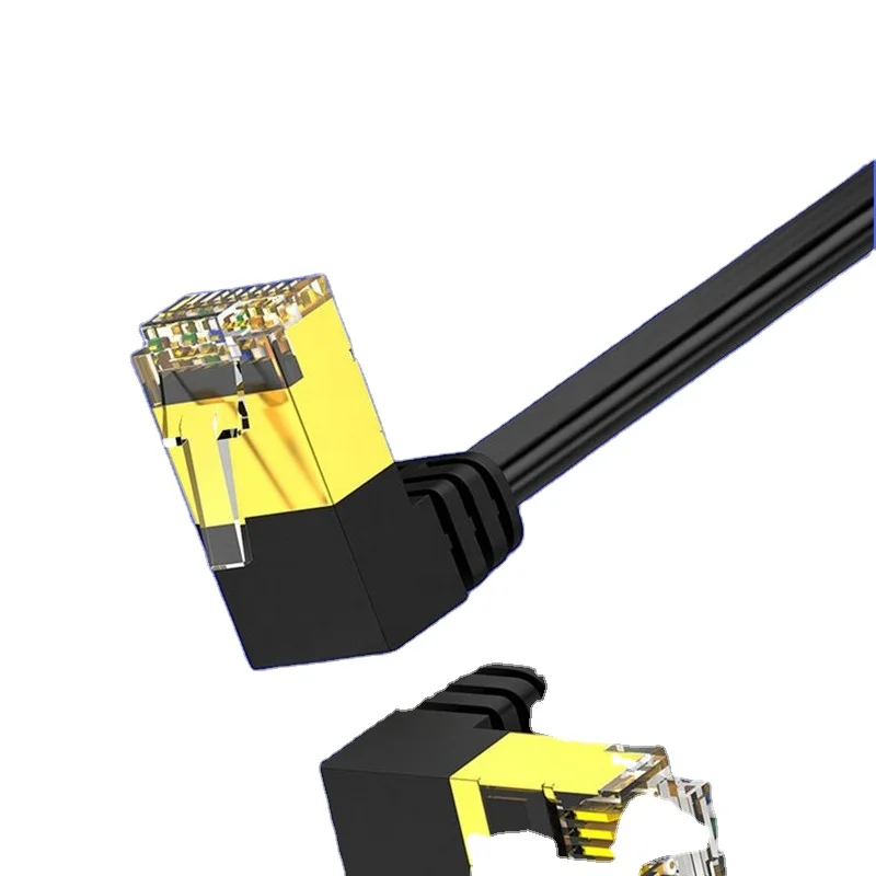 Gold-plated Cat7 Ethernet Cable RJ45 Right Angle UTP Network Cable Patch Cord 90 Degree 10G Cat7 Lan Cables