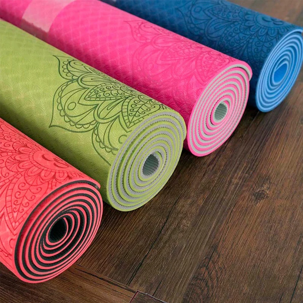 Custom Printed Eco Friendly Gym Yoga Mat Instructional Non-Slip Mats De Yoga TPE Manduca Pro With Logo Strap And Bag