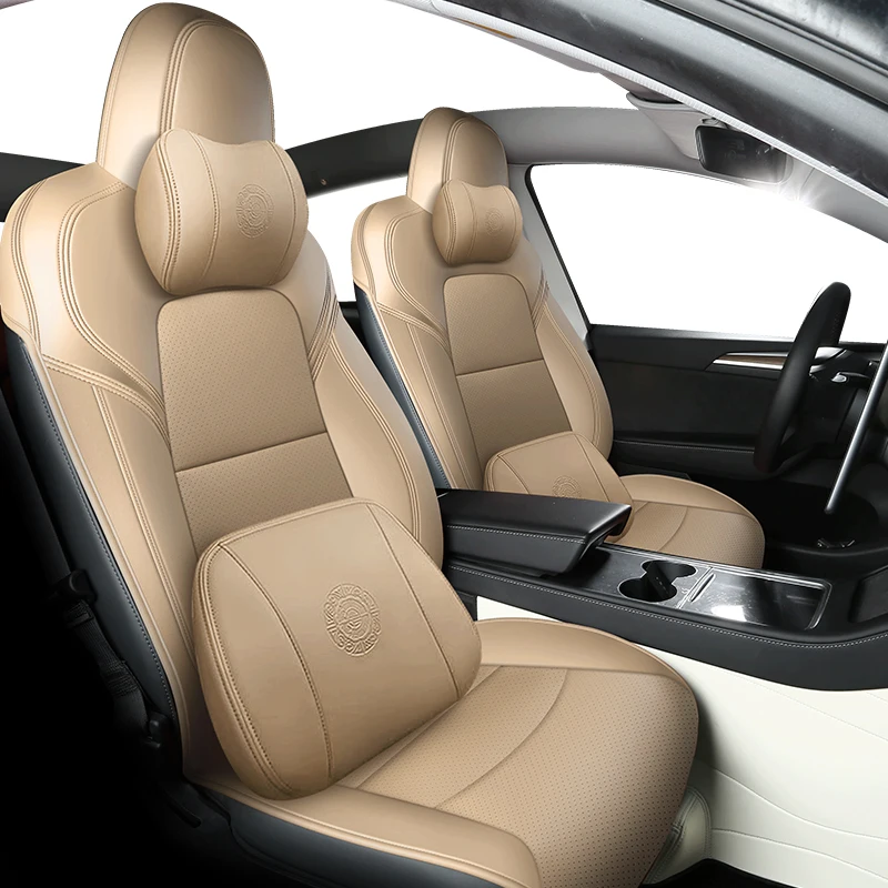 Sports Style  PU Leather Car Seat Covers Full Set Protector for Tesla Model3