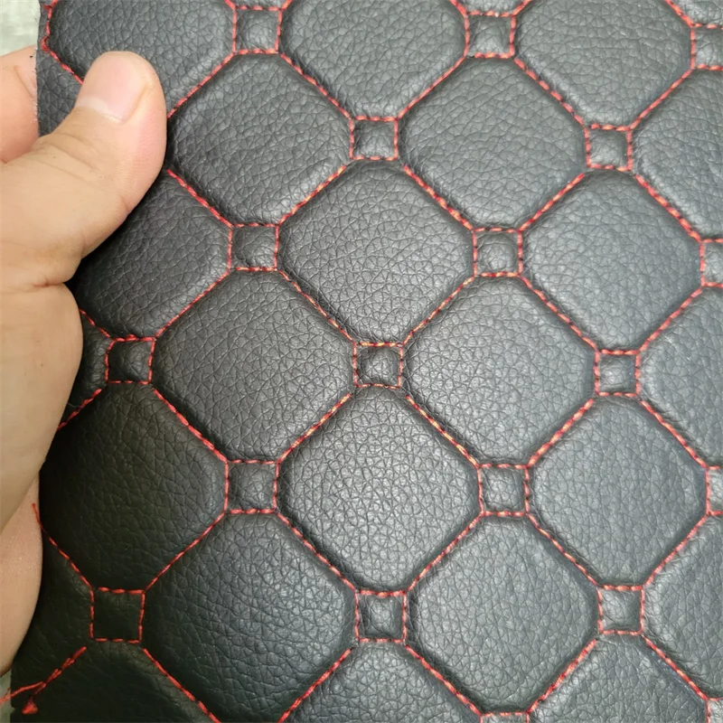 Embroidered Stitching Sewing PVC Leather with Sponge Diamond Design for Car Mat and Car Seat Upholstery