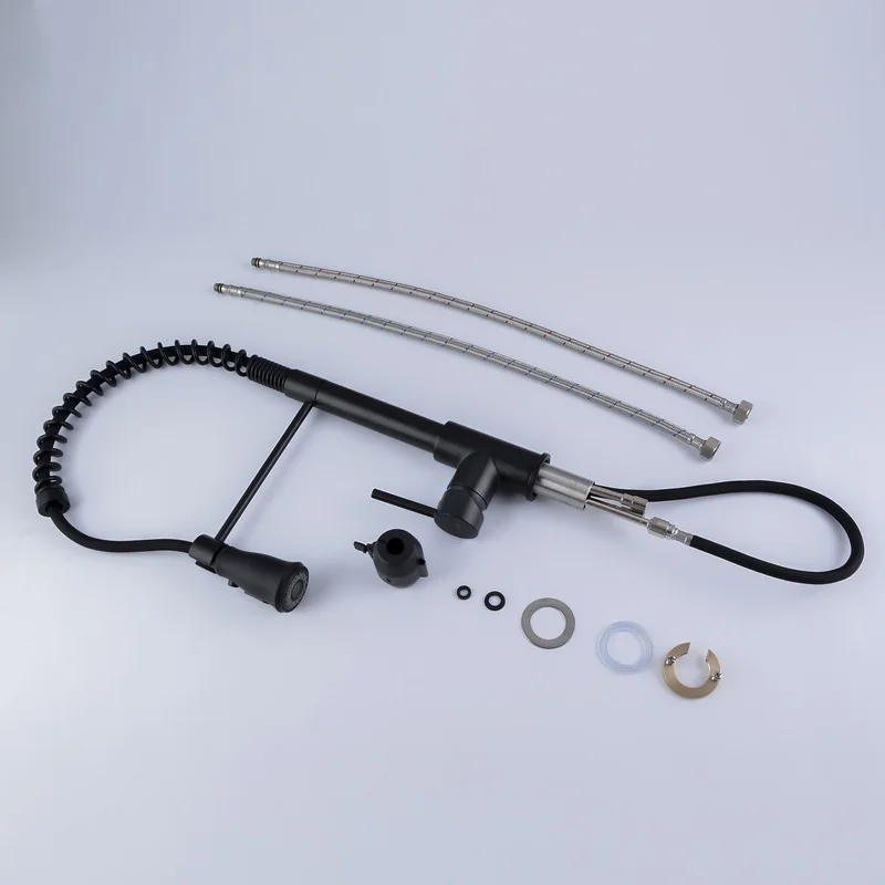 UPC cUPC NSF american standard single handle brass matte black pull down kitchen sink faucet with sprayer for kitchen sink