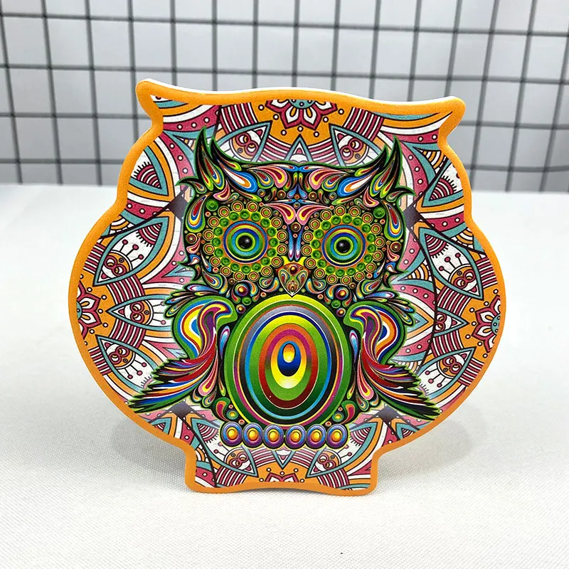
Promotional ceramic owl shape coaster for mugs heat-resistant placemat for dinks with cork base 