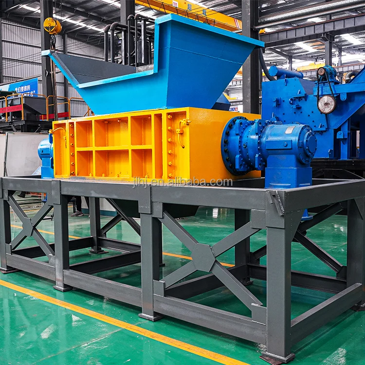 Double shaft Recycle solid waste Metal plastic rubber shredding crusher price recycling Tyre Tire shredder machine for sale