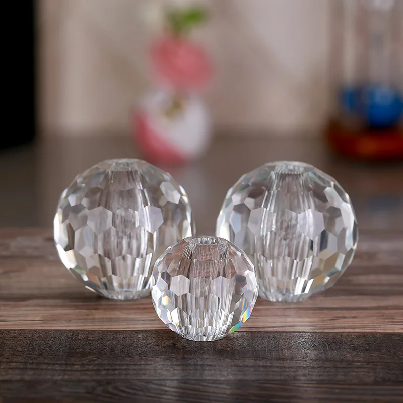 Solid faceted Crystal Glass sphere Ball with hole for table lamp MH-Q0220