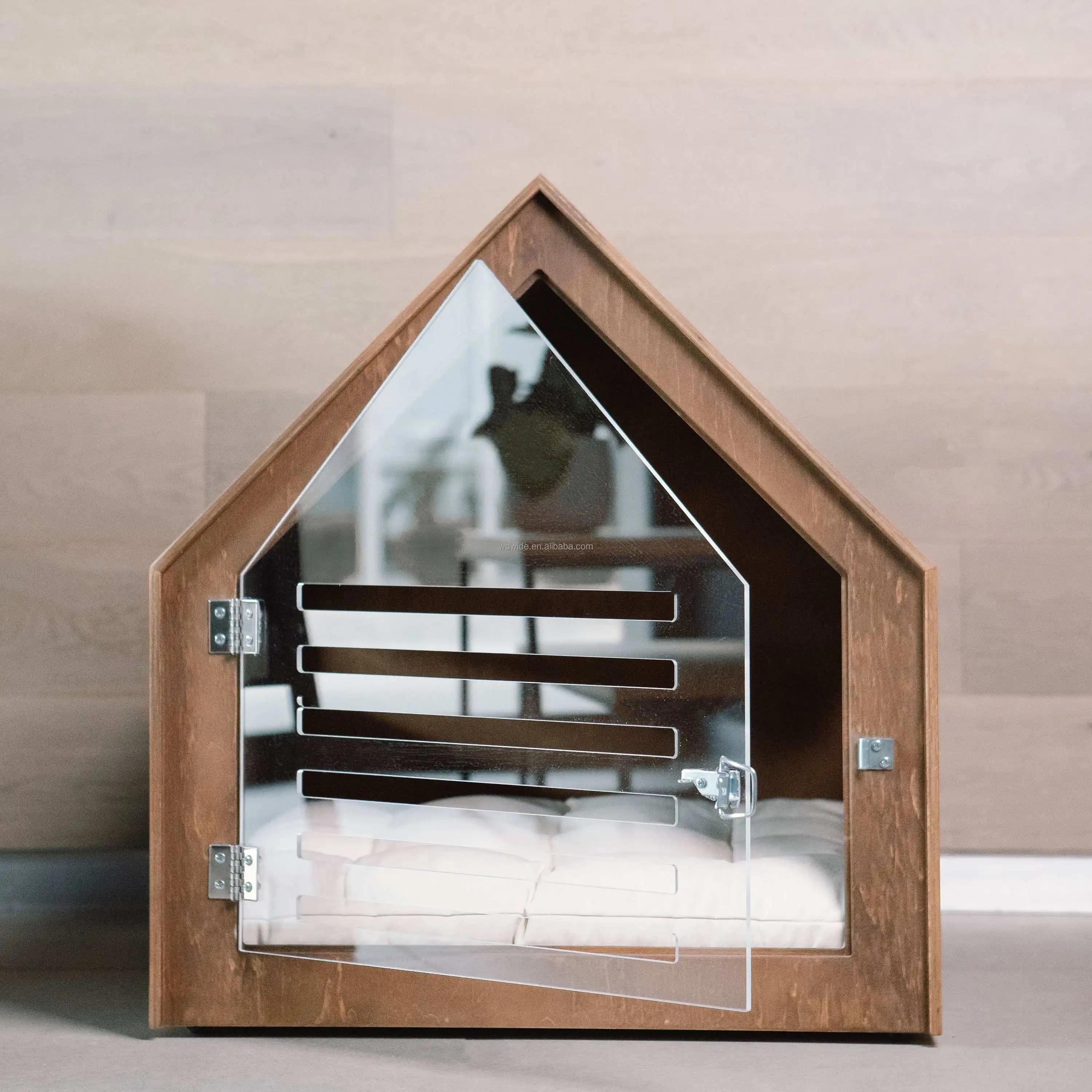 Pet Cave Bed Indoor House Modern dog and cat house with acrylic door Customized Solid Wood Dog House Pet Accessories