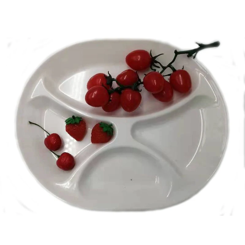 Оптовая продажа, тарелка из 100% меламинового пластика с 4 отделениями для закусок, фруктов