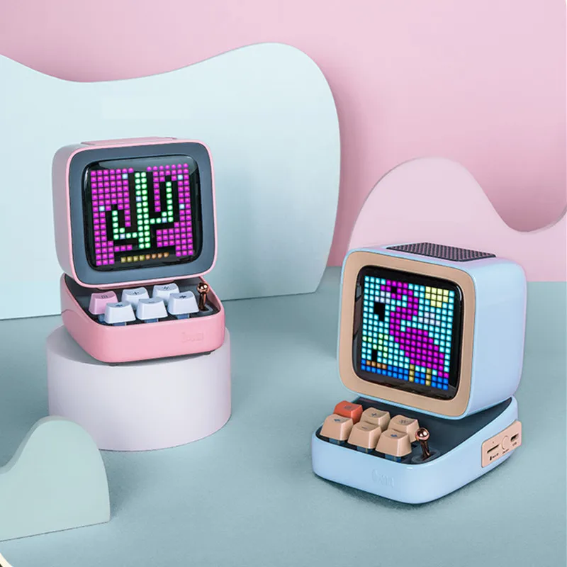Divoom Ditoo Retro Pixel Art Bluetooth Portable Speaker Alarm Clock DIY LED Display Board, Birthday Gift Home Light Decoration