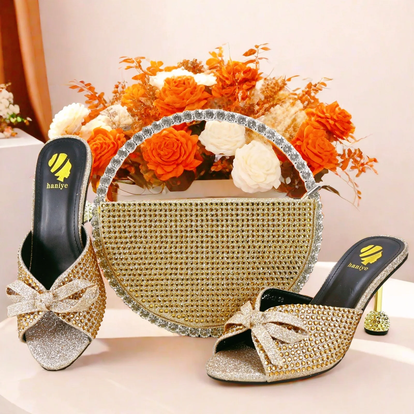 African Italian Party Nigerian Female Shoes Women Ladies Shoe And Bag Purple Set Matching Mature High Heel
