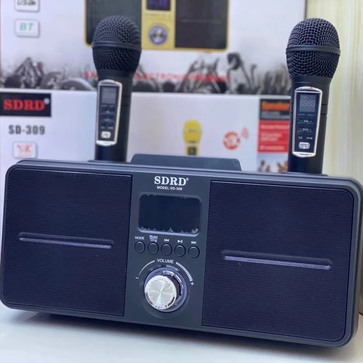 Семейный караоке-микрофон SD309 KTV двойной микрофон поддержка TF / USB для беспроводного микрофона