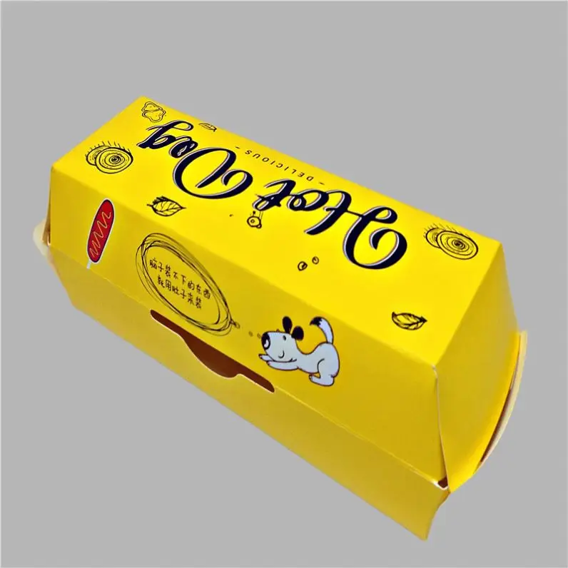 Snack Box Packaging Takeout Box Hotdog/burger/sandwich Paper Kraft Paper UV Coating Varnishing Embossing Stamping Accept Food