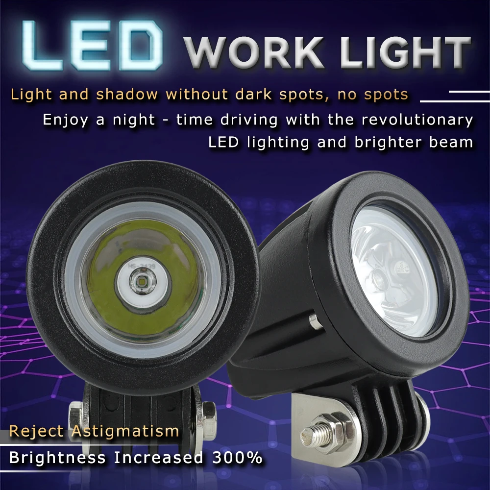 Qidewin new design super brightness flood spot Beam 3inch Round mini 10W round led work light for offroad Motorcycle trucks car
