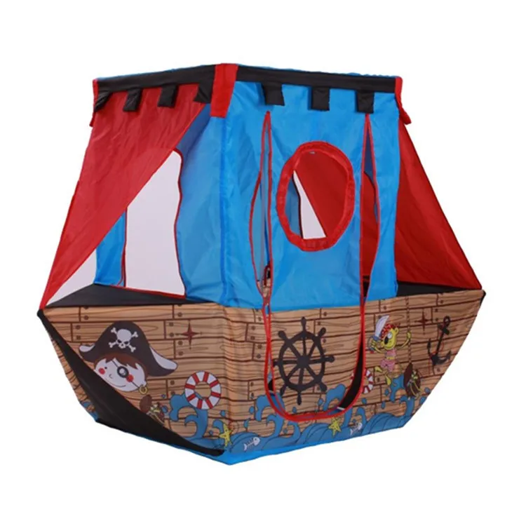Kids Indoor Playhouse Pirate Ship Tent for Children with Ocean Balls Foldable Toy House Outdoor for Boys And Girls Gift