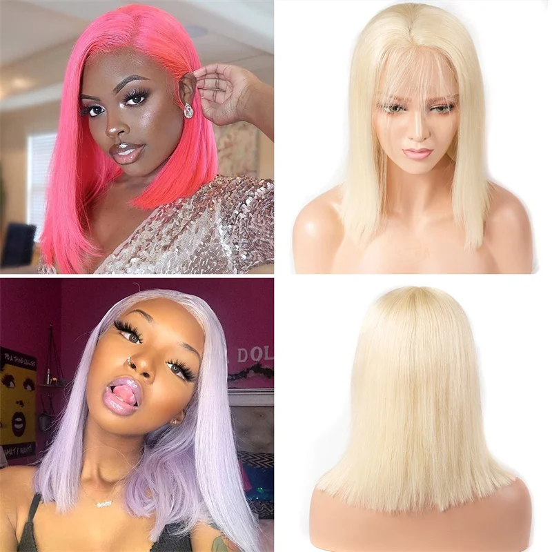 Cheap Peruvian 613 Blonde Colored Bob Wig,Raw Virgin Transparent Hd Full Lace Human Hair Wig,100% Bob Wig Human Hair Lace Front