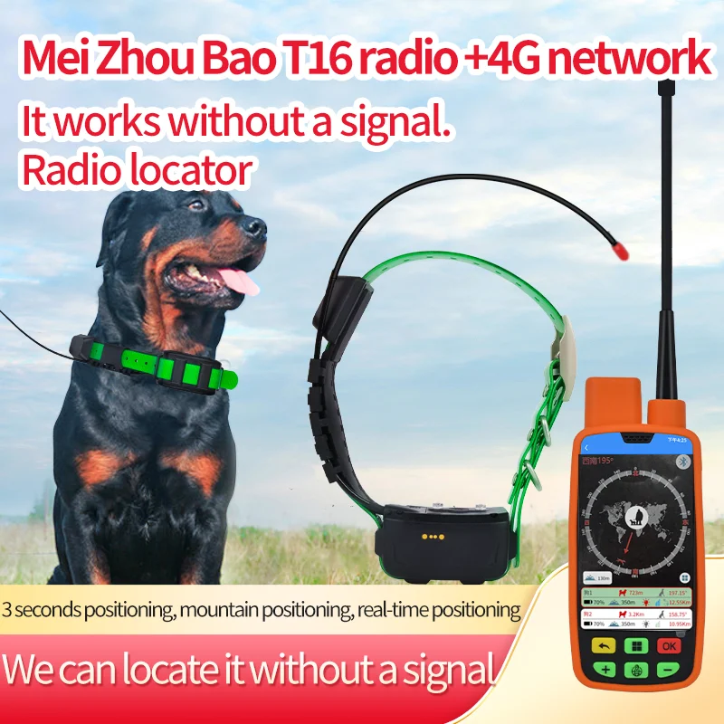 AHGUEP Brand Real-Time GPS Locator for Hunting Dogs Deep Waterproof Hound Positioning 4G Network GSM GPRS GLONASS for Pet Owners