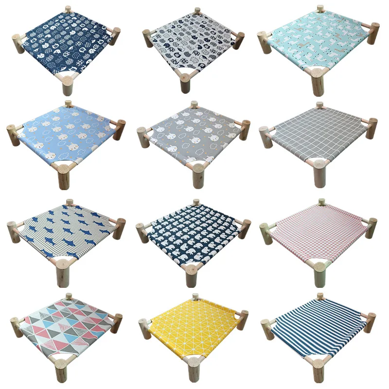 
Pet heightening portable cat hammock with bracket four-legged wooden sticks comfortable soft cat and dog bed 