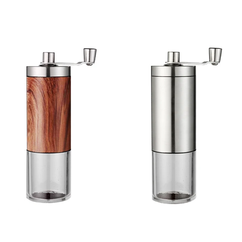 Manual coffee grinder folding handle grinder with wood grain printing
