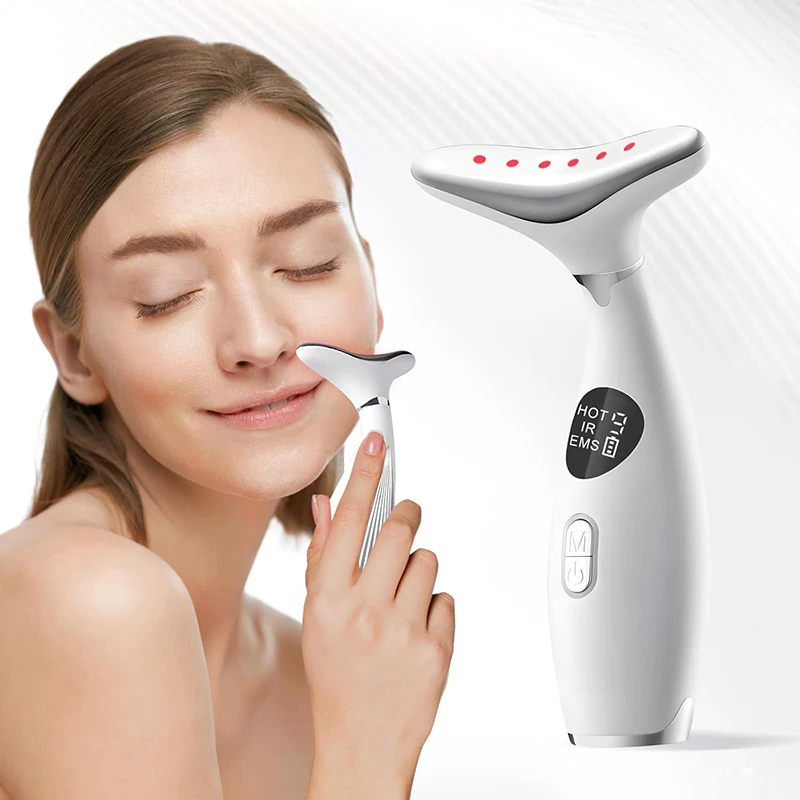 Smart Handheld 3 in 1 Face Lifting Instrument with 9 Gear 3 Color Modes Anti Wrinkles Neck Massager Device