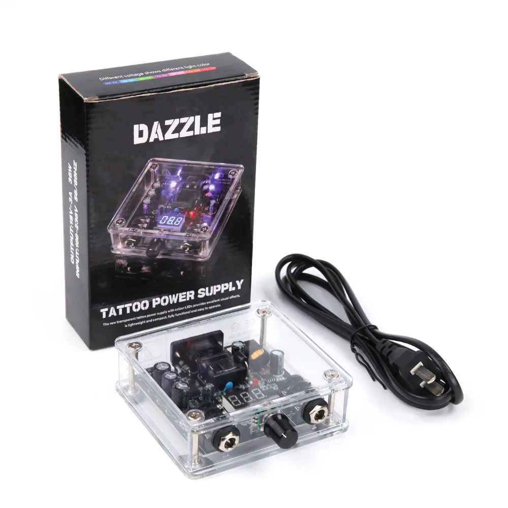 POPEIRONS LED digital screen footless fatigue resistant dazzling acrylic Rainbow mini tattoo power supply