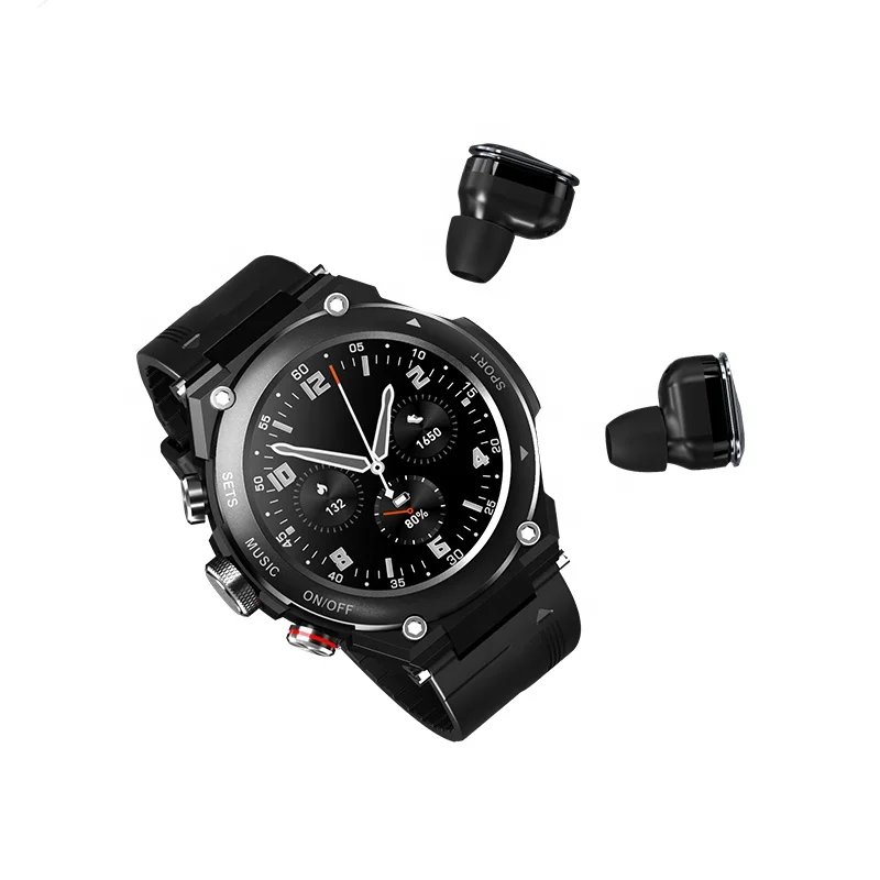 Newest body temperature sport smart watch earbuds calling ip68 waterproof health bracelet tracker smartwatch tws earphone 2 in 1
