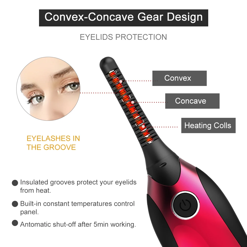 Portable Mini Heated Electric Eyelash Curler USB Heated Eyelash Curler Of Dynamic Curling Eyelash Brush