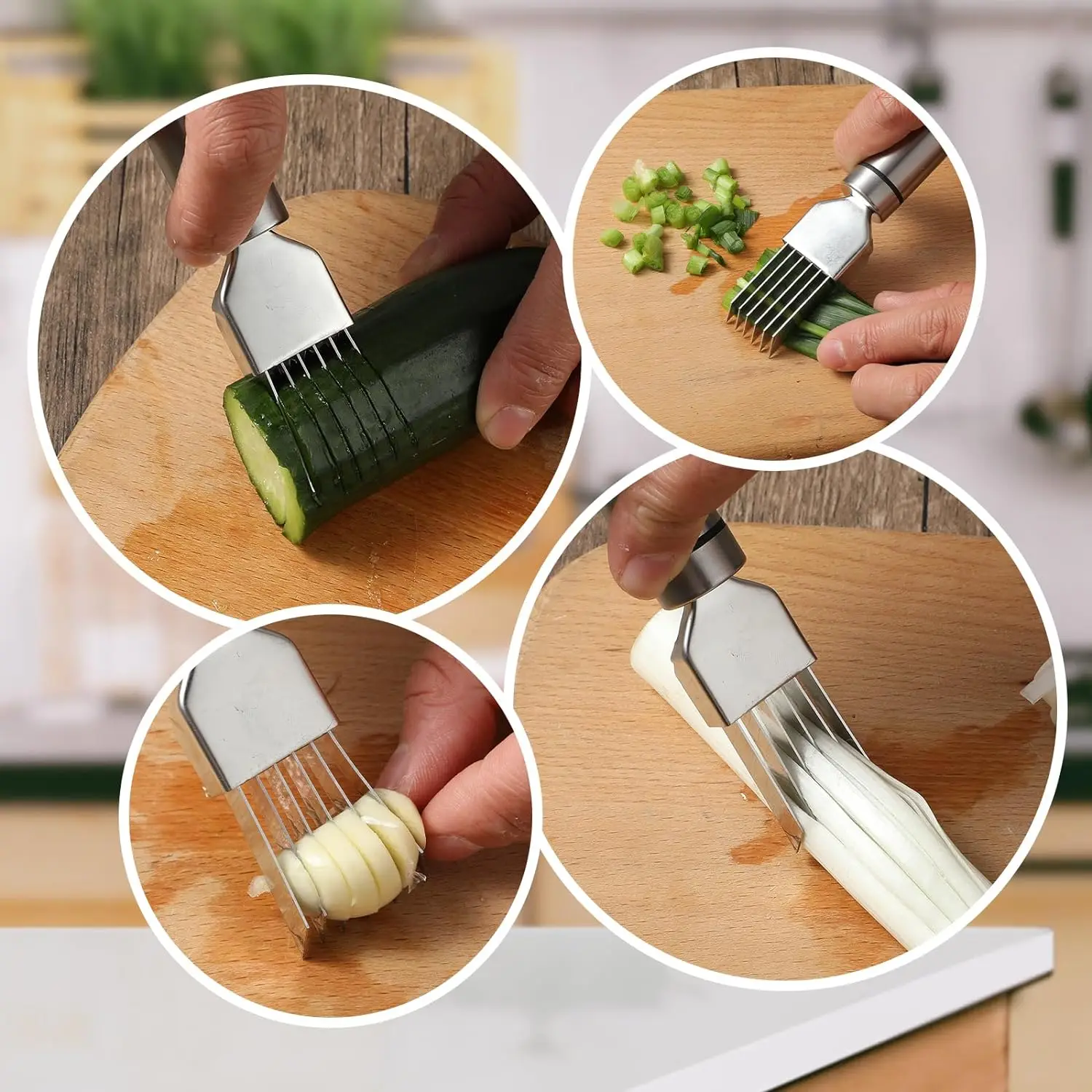 Stainless Steel Chopped Green Onion Knife Kitchen Tool Slice Cutlery Vegetable Cutter Sharp Scallion Cutter Shred Knife