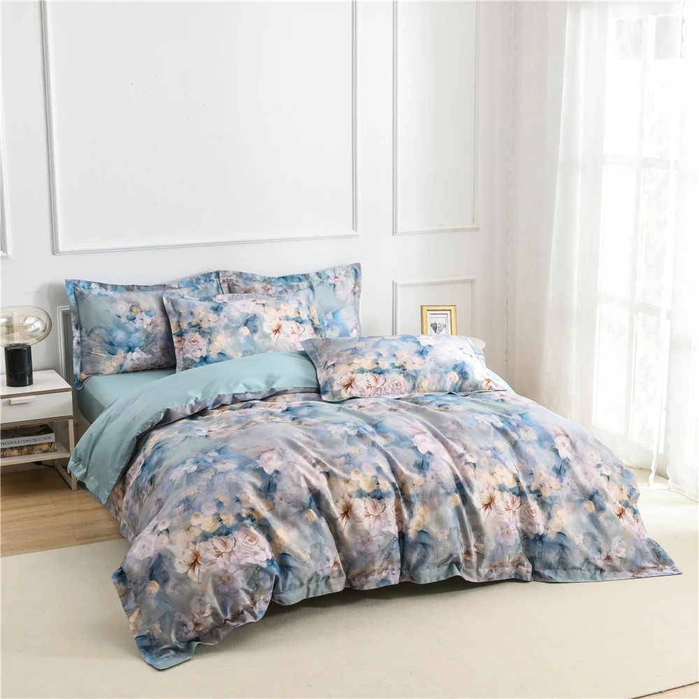 3D Quilt Cover Set Cotton Bed Sheets Printed Duvet Cover Floral Design Digital Printing Bedding Sets