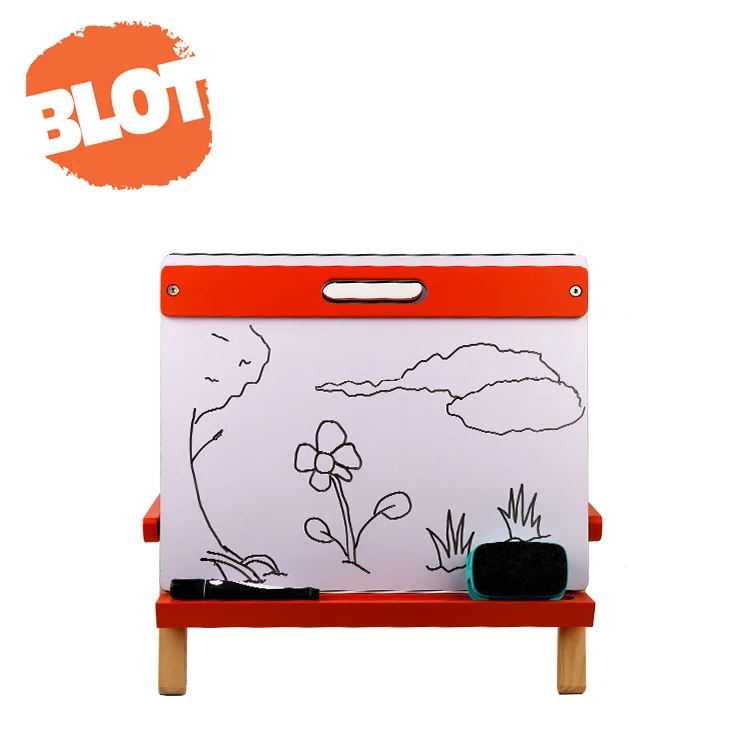 wholesale BLOT BRDC80002  Wholesale Portable Learning Folding Double Sided Magnetic Mini Tabletop Kids Easel With Chalkboard And Roller