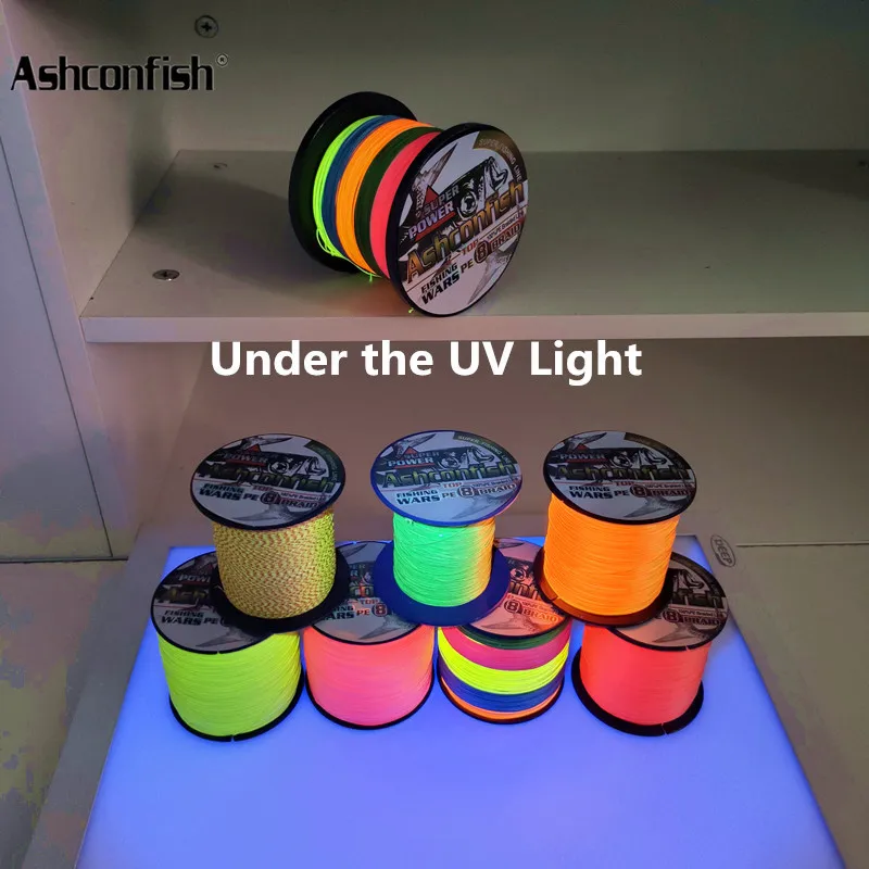 ASHCONFISH UV light  HALO Orange 1000 M 8 Strand Braided Fishing Line Fly Saltwater Sea Japan Braided Fishing Line