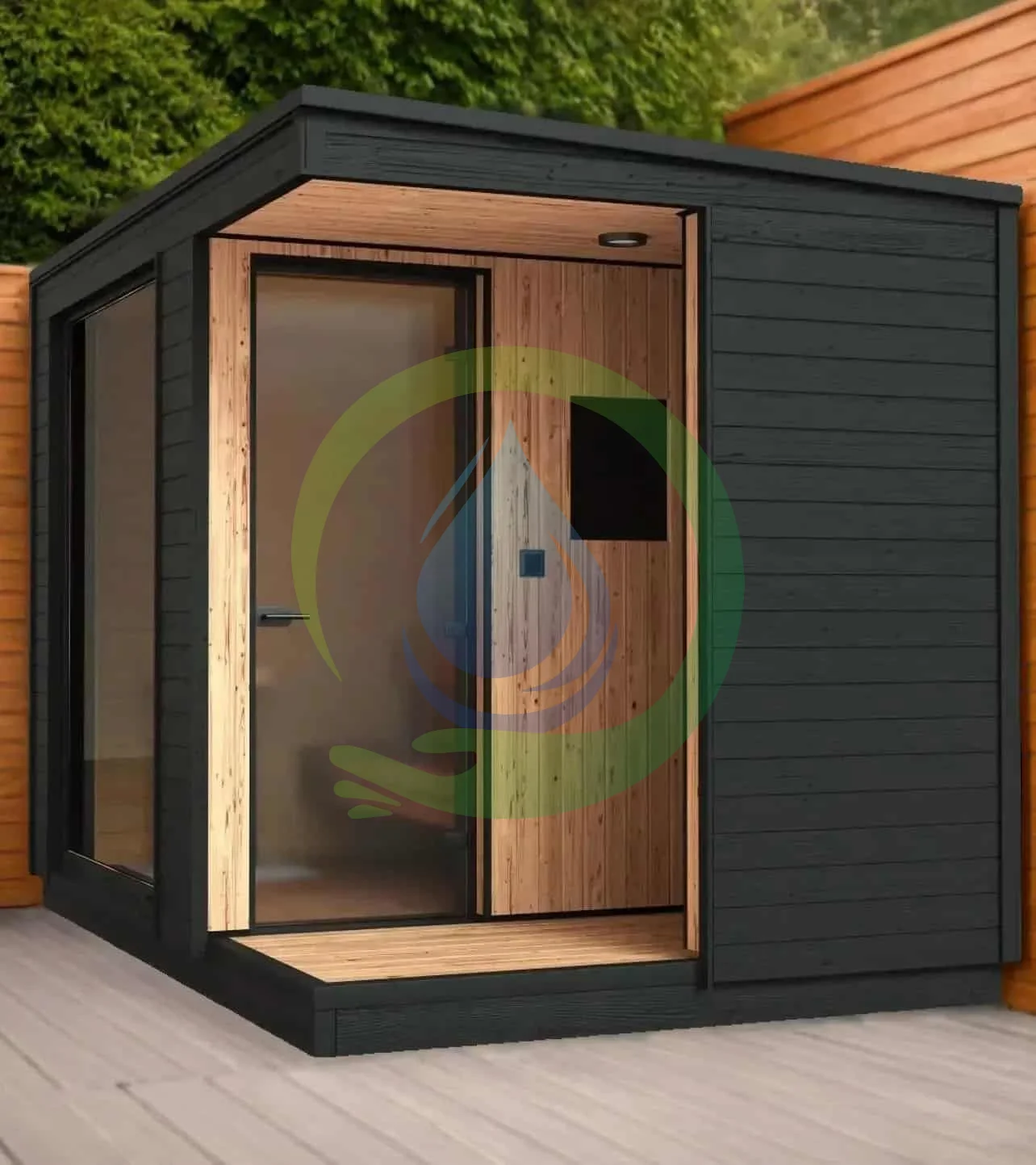 Canadian Traditional Luxury Solid Wood black Sauna Outdoor Red Ceder Far Infrared Sauna Room