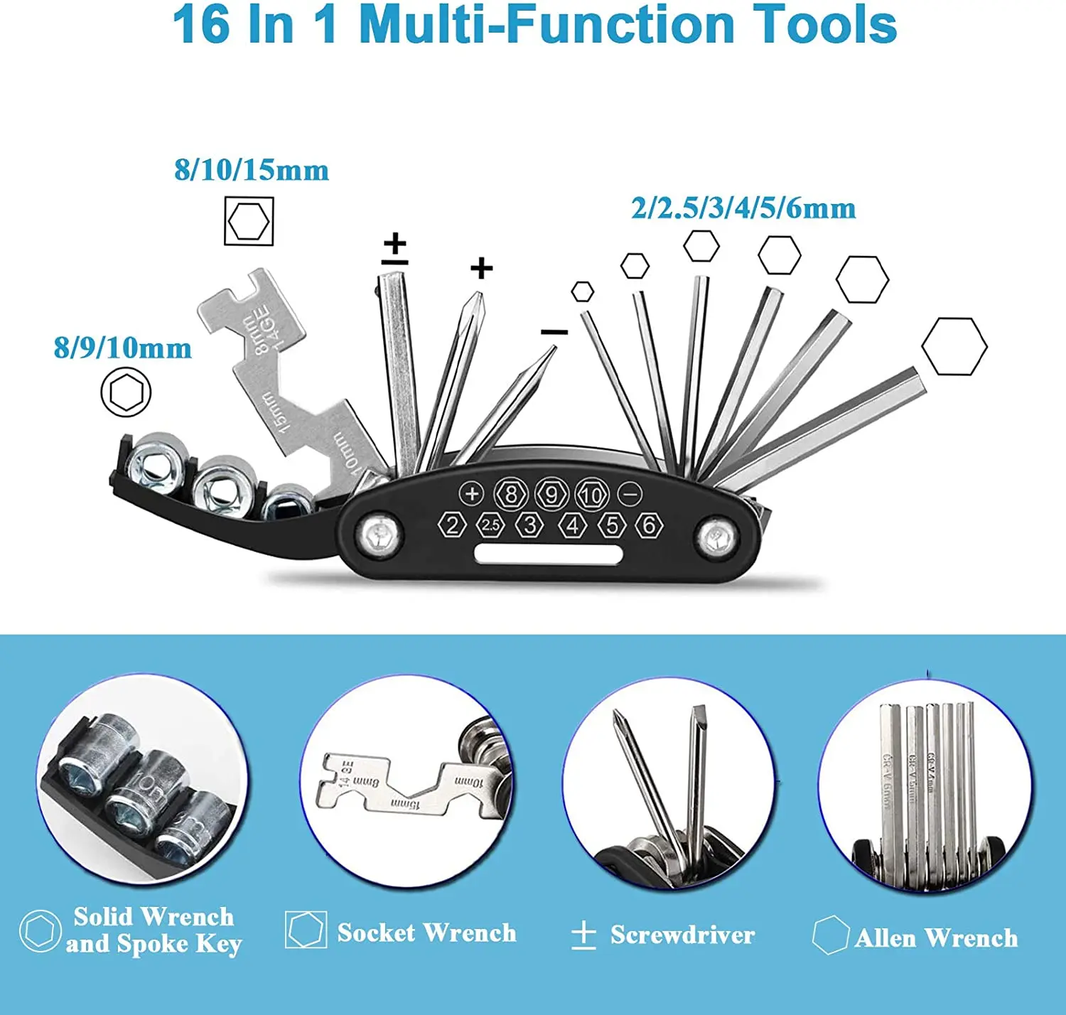 Pro Bike Multi Hand Tool Motor Bicycle Chain Tire Mountain Repair Kit