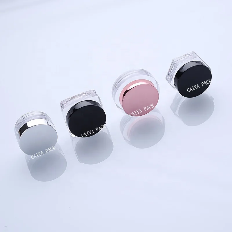 Rose gold 5g clear bottle Unique hexagon round square single glitter eyeshadow gel case eyebrow blusher gel container compact