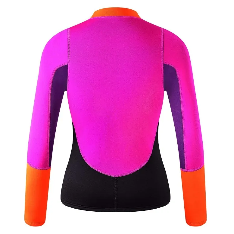 Womens 2mm Neoprene Long Sleeve Jacket Front Zipper Wetsuit Top