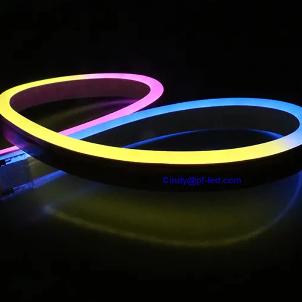 Светодиодная лента с боковым изгибом неоновый гибкий белый пиксель RGB плоский горизонтальный 10*20 мм 24 В шнур