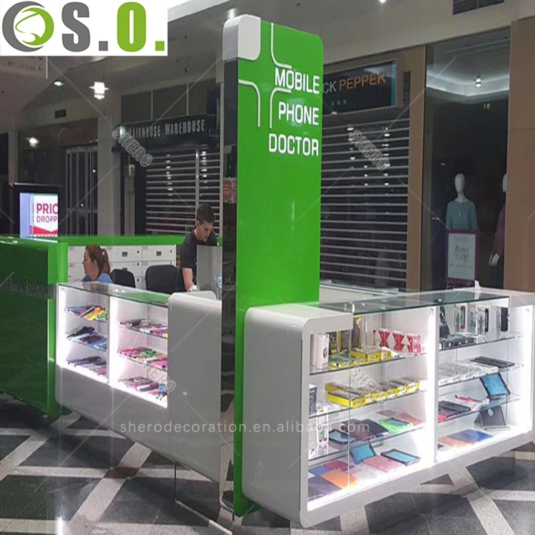 High end cell phone kiosk with mobile phone display counter