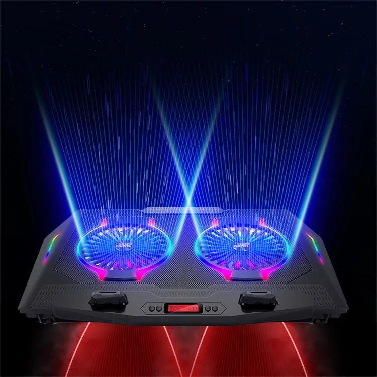 Adjustable Height Computer Chill Mat Laptop Cooling Pad RGB Gaming Notebook Cooler Laptop Fan Stand With Phone Holder