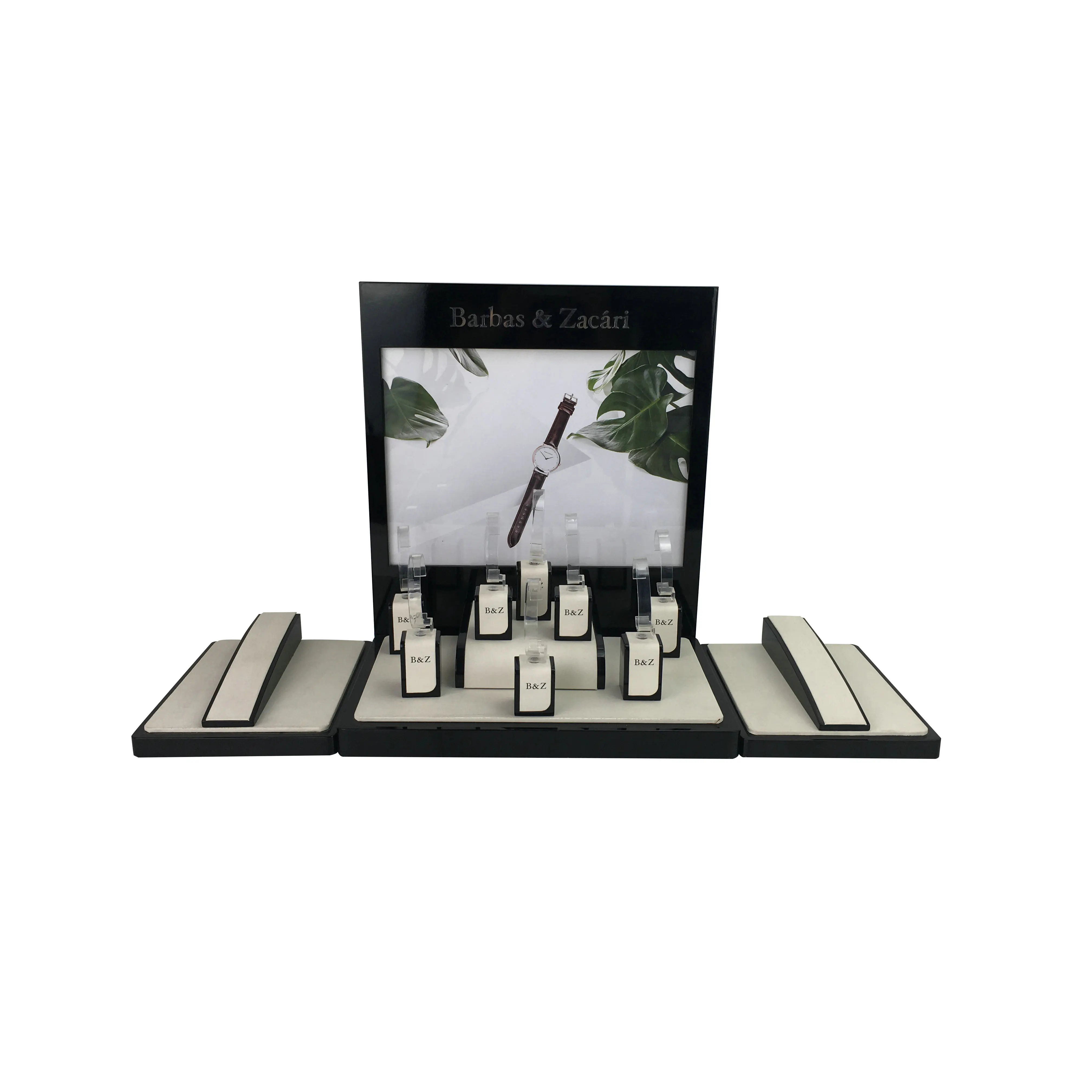 New arrival luxury watch shop display custom brand name wooden watch display cases wholesale