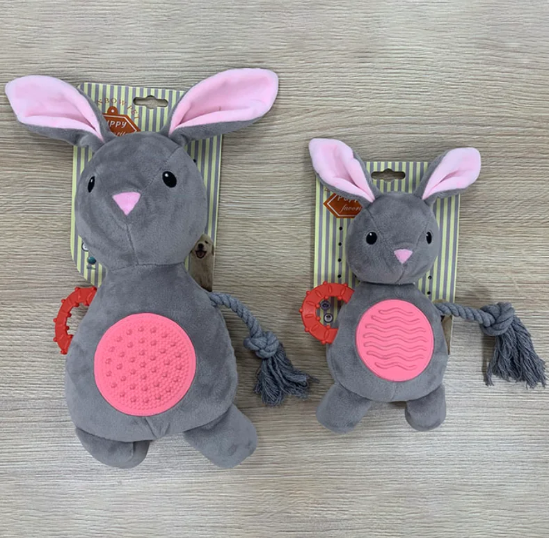 
Free Sample Stuffed & plush Toy Animal Rabbit Dog Chew Plush Disney Teeth Grinding Animal Product Squeaker Plush Dog Toys 