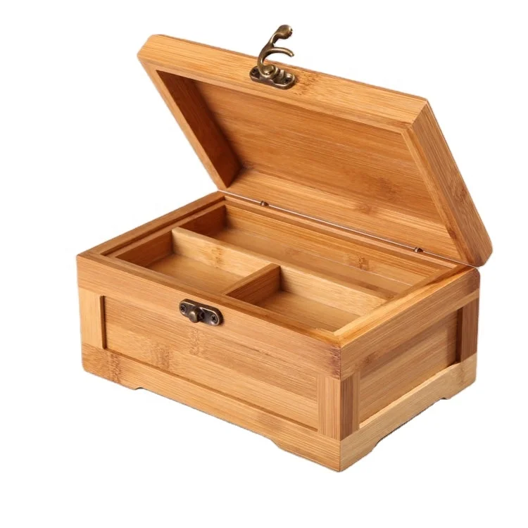 
Princess-style bamboo jewelry box with lock cosmetics collection bamboo box can be customized 