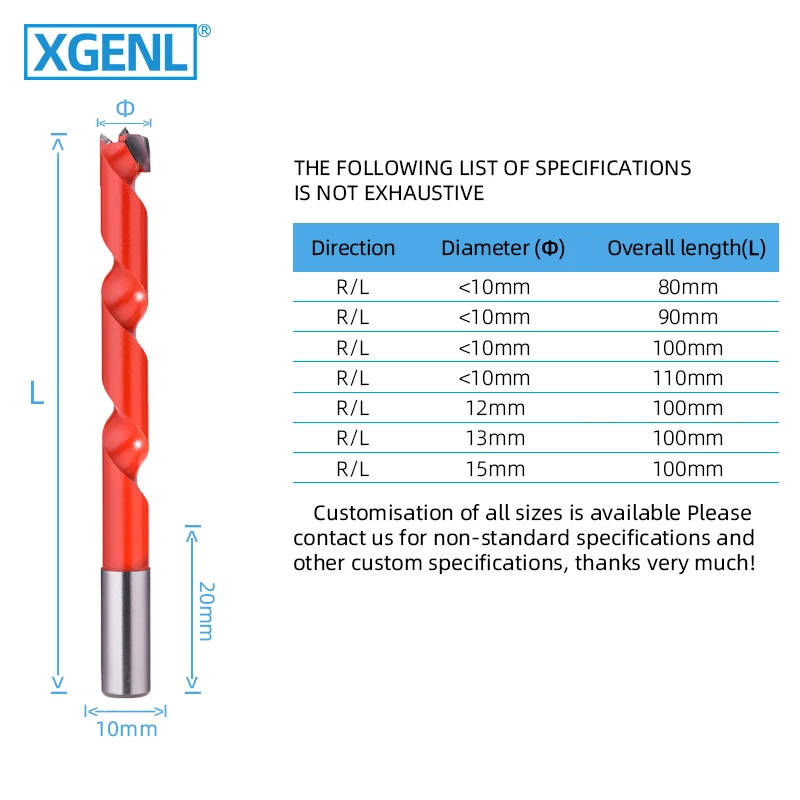 Deep Hole Drill for Wood Drilling CNC Router Machine Tool Milling Machine Carbide Tipped Digging Hole Punching Drill